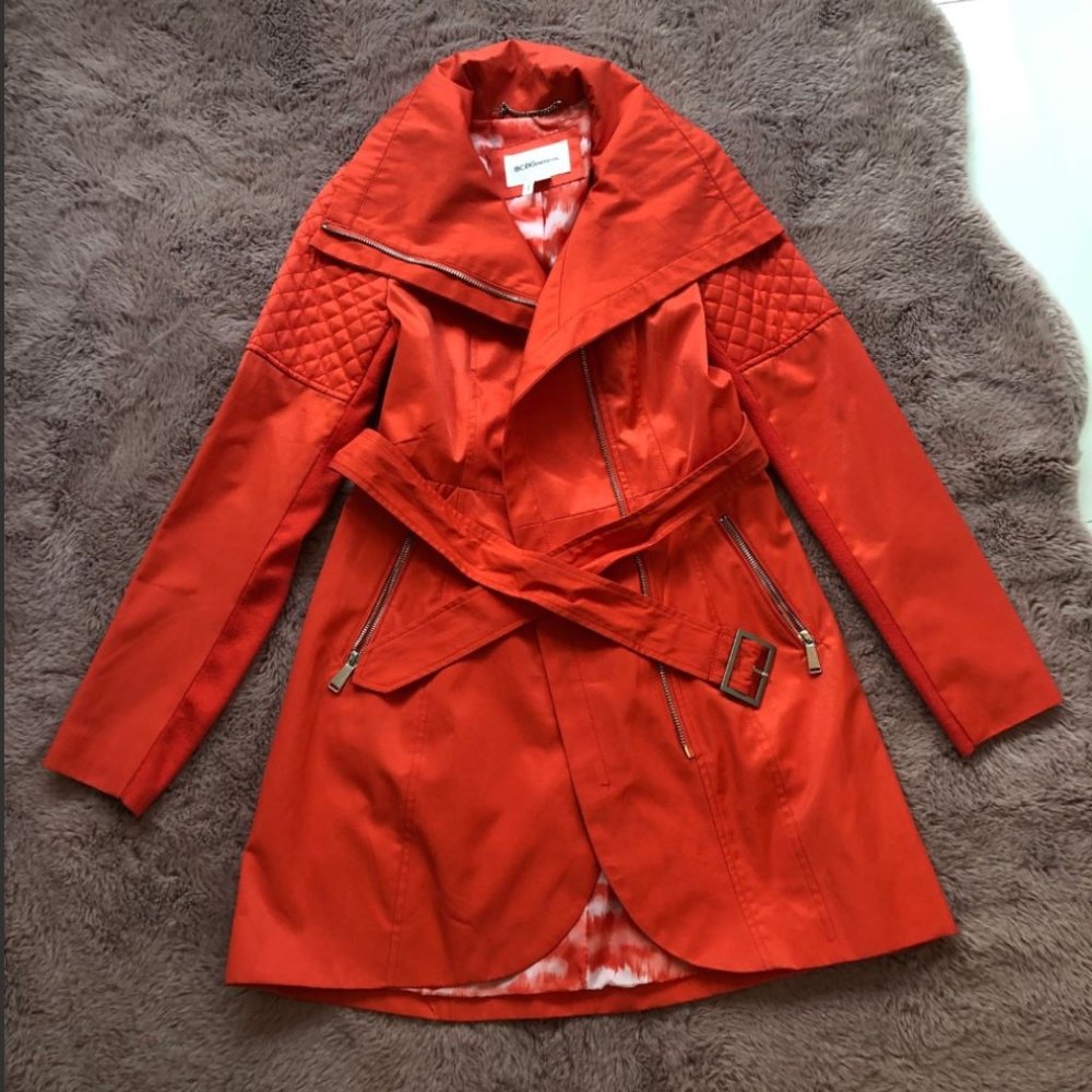 BCBGeneration Red Asymmetrical trenchcoat size XS